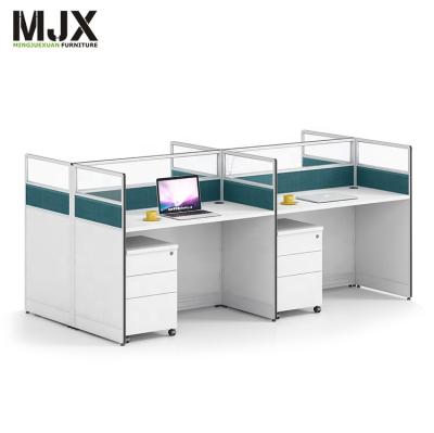 China (Size)Administrative Staff Computer Work Desk Adjustable Modular Cheap Workstation With Filing Cabinet Four Person Working Workspace for sale