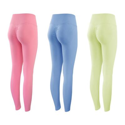 China Peach Buttocks Breathable Seamless T-Line Yoga Pants High-waisted Women's Pleated Hip Fitness Belly-Lifting Gaiters for sale