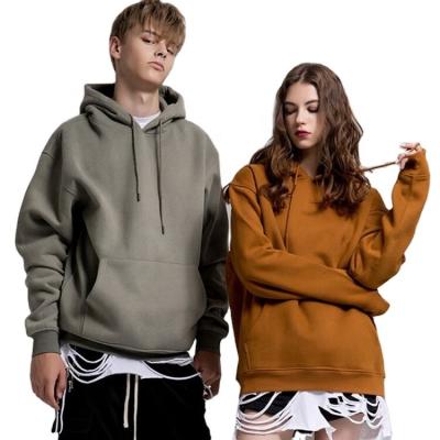 China Brown Cotton Anti-Wrinkle Mens Winter Hoodies Custom Pullovers Thicker Hooded Solid Good Quality Jogger Hoodies Plus Size Unisex Hoodie for sale