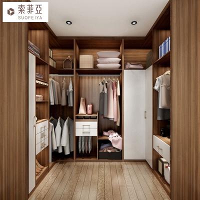 China Natural Wood Grain (Size) Bedroom Furniture Adjustable Custom Wardrobes Dressing Room Set Wooden Portable Wardrobes Wardrobe Cabinet for sale