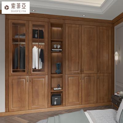 China Environmental European Design Solid Wood Doors Corner Modular Walk In Bedroom Wardrobe for sale