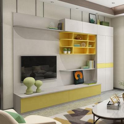 China Other Customized Wooden Design Living Room Showcase TV Wall Unit Furniture TV Stand , TV Stand 25/18/5mm Melamine Modern OEM ODM for sale