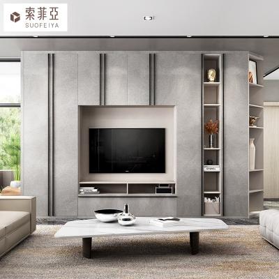 China New Design (Others) Italian Luxury Living Room Furniture Adjustable Customized Stone Texture TV Cabinet for sale