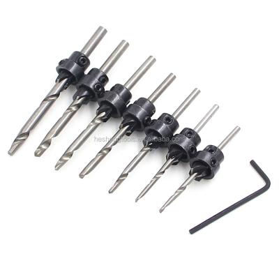 China 7pc 5#6#7#8#9#10#12# Countersink Drill Woodworking Woodworking Drill Bit Set Drilling For Screw Driver Holes for sale