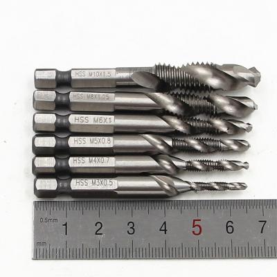 China 6pcs HSS Steel M3-M10 Combo Tap And Drill Bit Set For Metal Drilling Tapping Milling Cutter for sale