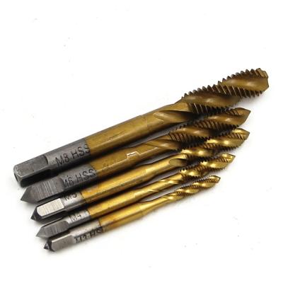 China 5pc HSS Spiral Flute 3mm 4mm 5mm 6mm 8mm Handle M3-M8 Screw Tap Drill Bit Set For Grinding Engraving Tool 1set for sale