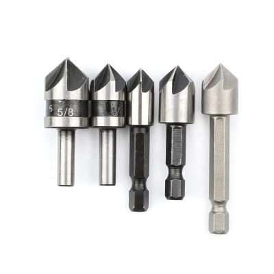 China Hybrid Set 5PC Tool Countersunk Boring And Chamfering Drill 5 Slots for sale