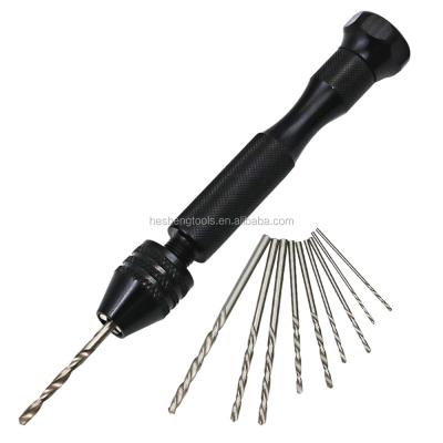 China New 10pc Hand Maintenance Tool Mini Drill Bit Set 0.3 - 3.4mm Small Black Manual Hand Twist Three-jaw for sale