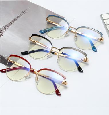 China Wholesale New Cat Eye Spring Half Frame Light Anti-blue Light Glasses Fashion Sunglasses Computer Retro Flat Mirror for sale