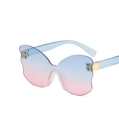 China New European and American fashion rimless children's sunglasses children's butterfly glass one-piece sunglasses personalized glasses for sale