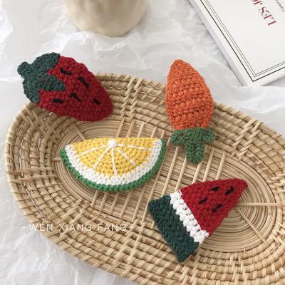 China Washable BB Clip Wool Bangs Clip Hairpin Hair Clip Korean Accessories Woven Cute Carrot Strawberry Hair Clip for sale