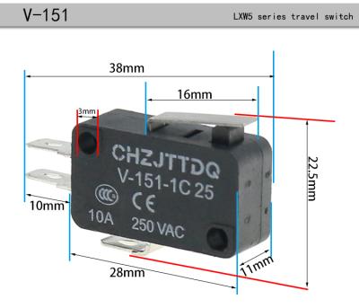 China Hinge Micro Middle Lever Type Roller Self-Reset Limit Switch Lever Self-Resetting Limit Switch Short 20x18x7mm/0.79x0.71x0.28 Inches for sale