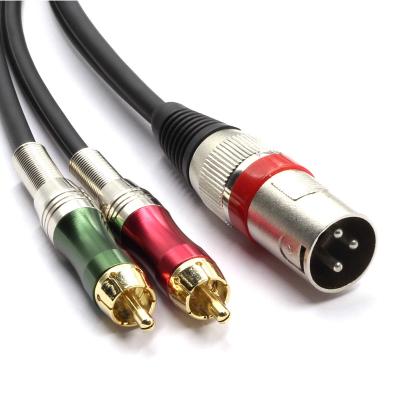 China High Performance Multimedia Heavy Duty XLR To 2 RCA Cable , XLR Male To Dual RCA Male Patch Attach High Fidelity Stereo Audio Cable for sale