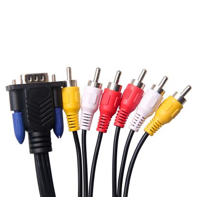 China MP3/MP4 Player VGA to 6RCA Lotus Head 6 AV Video to 3RCA VGA Video Cable VGA to Stereo Cable RGB or RWBY 3.5 to 2RCA Lotus Head Type Cables for sale