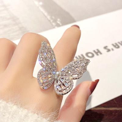 China European and American Alloy Butterfly Zircon Micro-set Beauty Jewelry New Personality Ring Religious Gold Plated Jewelry for sale