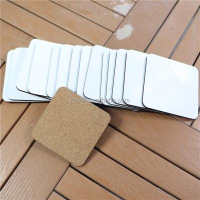 China Sublimation Square 95mm Sublimation Hot Unfinished Sustainable MDF Hardboard Wooden Blank Coasters With Cork Bottom for sale