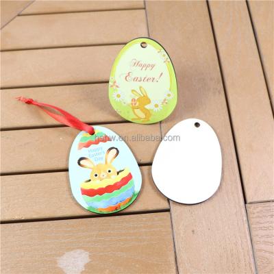 China Easter Basket Name Tags Customized Sublimation Double Sided Wooden MDF Blank Easter Basket Name Tags Eggs Shape Bunny Tags For Easter for sale