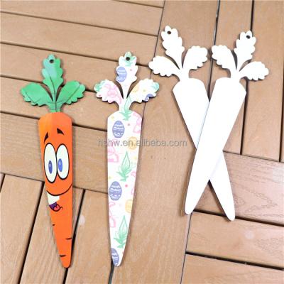 China Easter Basket Name Tags Personalized Sublimation Blank Wooden Basket Name Tags Carrot Ornaments For Easter for sale