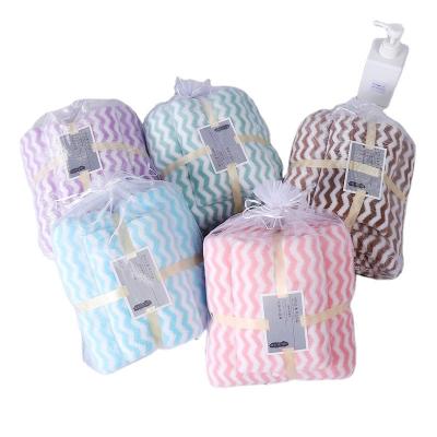 China Hot Sale QUICK DRY Coral Fleece Towel Wave Design Coral Fleece Bath Towel Set for sale