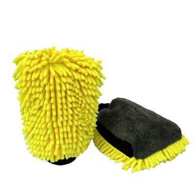 China Wholesale Waterproof Quick Dry Car Wash Glove Double Sided Chenille Car Wash Glove Double Sided Microfiber for sale