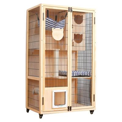 China Modern Cheap Luxury Cat Cage Breeding Solid Wood 3 Row Large Living Space for sale