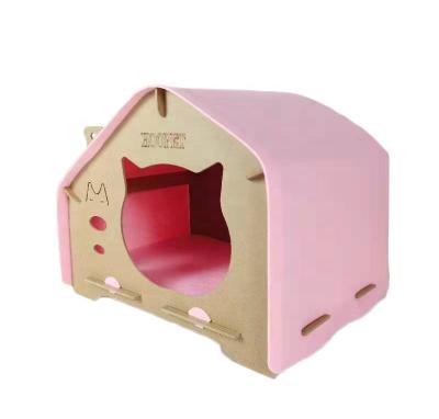 China Four Seasons AliExpress Cat House Wooden Board Popular Kennel Winter Windproof Semi-closed Half-closed Cat Cafe Cat Cafe Pet Supplies H for sale