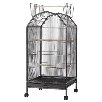 China Large Stain Parrot Birdcage Metal Encryption Wire Removable Stain Bird Cage Pet Cage for sale