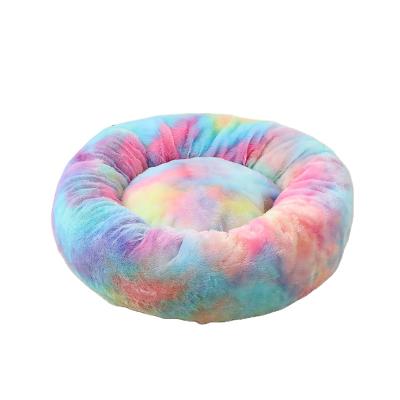 China Removable And Washable Round Winter Plush Dog Bed Cathouse Kennel Viable Pet Bed Dog Bed Warm Pet Mat for sale