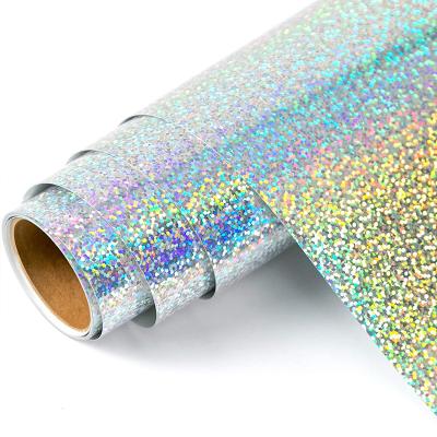 China Waterproof+Eco-friendly Sparkle Holographic Glitter Self Adhesive Vinyl Rolls For Cutting Plotter for sale