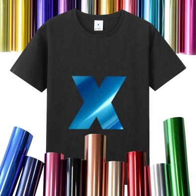 China Textiles Wholesale Metallic PVC Flex Foil Heat Transfer Vinyl Rolls Film Elastic Elastic For T-shirt Apparel for sale