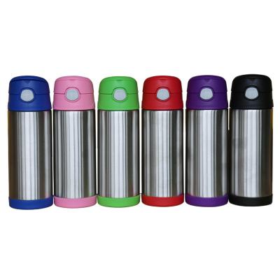 China Design 350ml PORTABLE Cute Kids Portable Water Bottles Double Wall Stainless Steel Outdoor Vacuum Flask With Straw And Rope for sale