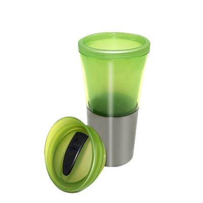 China 14oz Sustainable Wholesale Custom Plastic Water Cup Clear Plastic Plus Outer Stainless Steel And Plastic Inner With Lid Auto Bottle Cup for sale