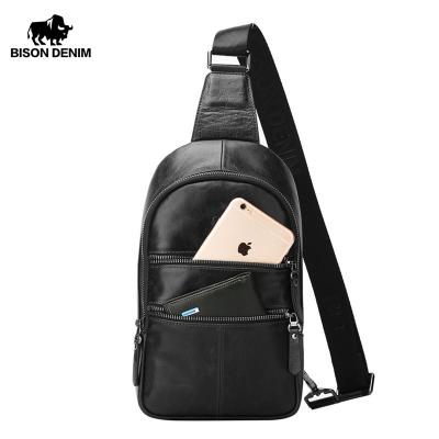 China RFID BISON DENIM Mens Trunk Bags Mens Shoulder Messenger Bags Male Sling Genuine Leather Multifunctional Cross-Body Bag for sale