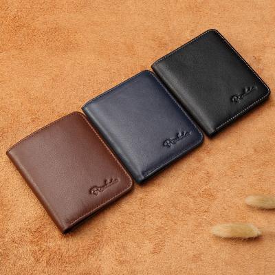 China RFID BISON DENIM Genuine Leather Men's Wallets Slim Soft Male Cowskin Mini Purses Wallet Card Holders for sale