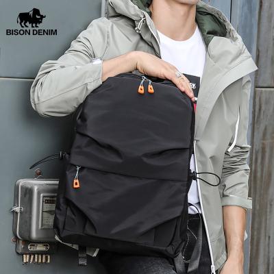 China Fashion BISON DENIM Motion Sensing 15 Inches Unisex Laptop Backpack Bag Waterproof Work Office Rucksack Super Lightweight Schoolbag Rucksack for sale