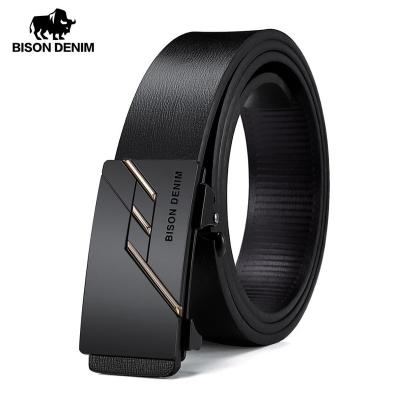 China Genuine Cowhide BISON DENIM MEN'S DENIM LEATHER BELT Alloy Buckle Belt Classic Automatic Scare Genuine Leather Belt For Men for sale