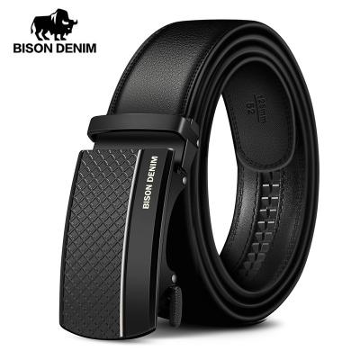 China Cowhide BISON DENIM Genuine Leather Automatic Mens Belts Luxury Designer Custom Belts Belt Strap For Men for sale