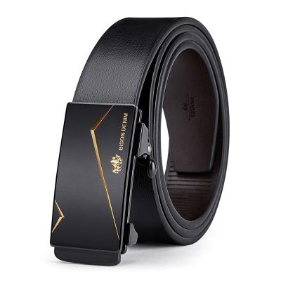 China Cowhide BISON DENIM Men's Belts Automatic Cowskin Wide Leather Belt Male Male Belts Black Genuine Leather Belts for sale