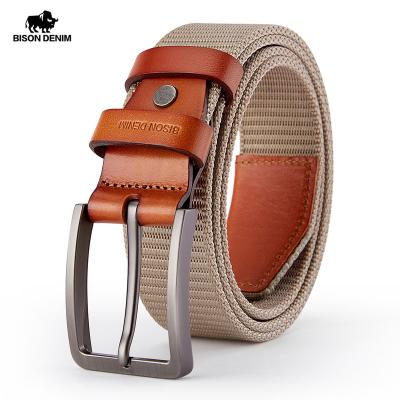 China High Quality Cowhide BISN DENIM Men Belt Genuine Leather Training Belt Pin Buckle Belt Canvas Luxury Tactical Military Belt Strap for sale