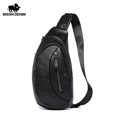 China Water Proof Genuine Leather BISON DENIM Trunk Bag Waist Packs Men Shoulder Messenger Bags Casual Fanny Pack Phone Pouch for sale