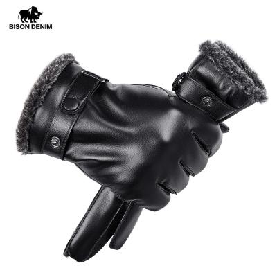 China Winter Classic Real Sheepskin Mittens Touch Screen Leather Male Soft Outdoor Gloves BISON BISON DENIM Genuine Leather Men's Gloves TWILL for sale