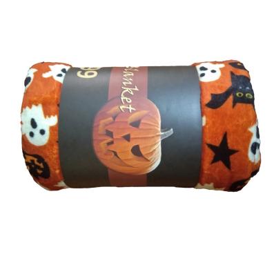 China PORTABLE High Quality Cartoon Pumpkin Fleece Flannel Blanket Halloween Print Hooded Throw Blanket WholesaleCustomized Halloween Blanket for sale