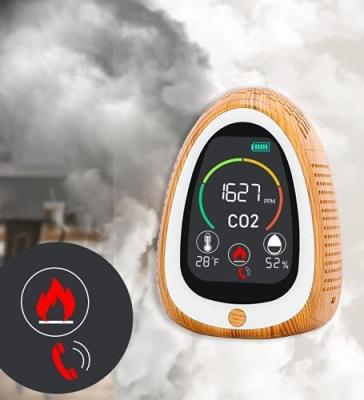 China ABS+LCD Fire Resistant Indoor Air Quality Combo CO2 Meter and Smoke Detector 2 in 1 PPM Meters Air Detector hcho tvoc carbon dioxide detector detector for sale