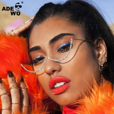 China Semicircle Frame Glasses 2021 ADE With You GD2058 Diamond Semicircle Glasses Frame 2021 Trend Personality Metal Frame Lensless Glasses for sale