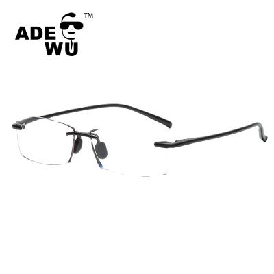 China ADE Rimless With You Fashion TR90 Cutting Edge Reading Glasses For Older Rectangle Wholesale Anti-blue Light Eyewear DF-LHJ8082 for sale