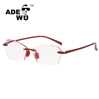 China ADE Rimless With You 2021 New Anti-Blue Lightweight TR90 Reading Glasses Stretching Rimless Optical Glasses For Older DF-LHJ002 for sale