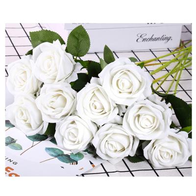 China Simple Silk Flannel Fabric Rose Garden.Hotel.Home.Office Decor Rose Living Room Decoration TV Cabinet White Flower Arrangement Valentine's Day for sale