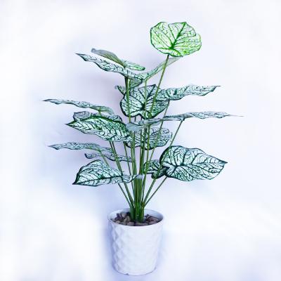 China Realistic Fake Bonsai Plants Wedding Party Decoration 18 Leaves Tree Taro Leaf Potted Home Wedding Party Artificial Plastic Home Decor for sale