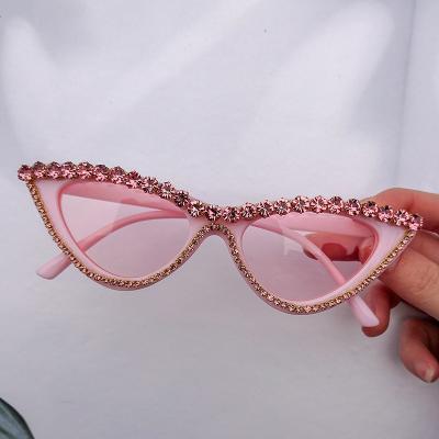 China Fashion Sunglasses 2021 Fashion Half Frame Cat Eyes Sunglasses Fashion Diamond PC Sun Glass Shades UV400 for sale