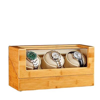 China OEM High Quality Wooden Square Bamboo Watch Box Custom Branded Wooden Watch Packaging Box Bamboo Watch Winder for sale